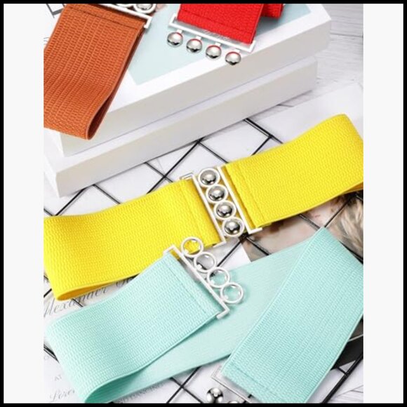 Wide Elastic Stretch Belt with Alloy Buckle for Women main image 4